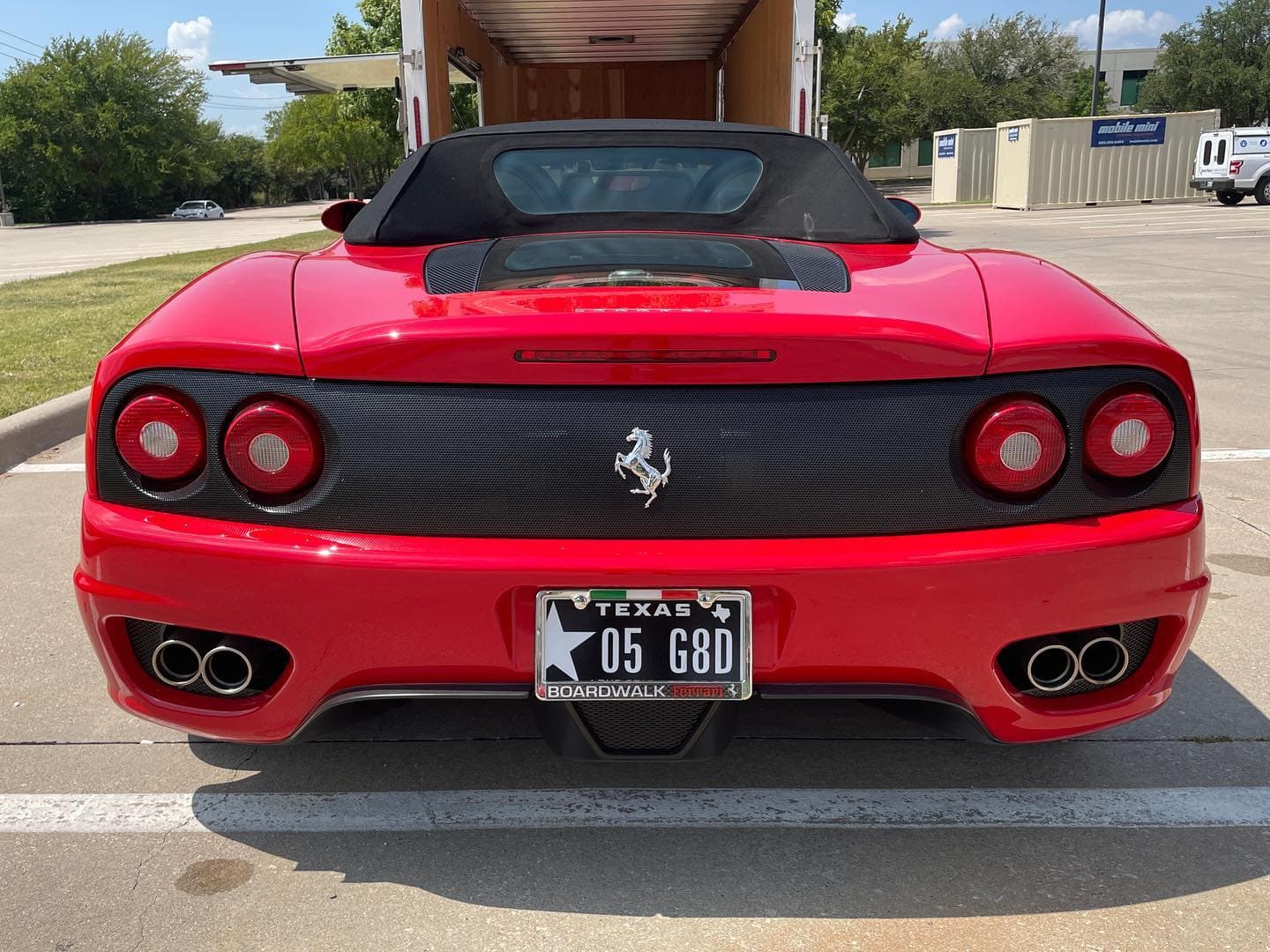 This car was immaculate. 2005 Ferrari 360 Spider in for service with @boardwalkferrari. Always great working with the team there. 
.
.
.
.
.
.

#nicksautotransport #dreamtransporter #enclosedtransport #carhauler #carsofinstagram #carswithoutlimits #supercar #supercarsofinstagram #toyhauler #atc #aluminumtrailer #ford #powerstroke #platinum #carporn #raceramps #ferrari #360 #360spider #italiansupercar