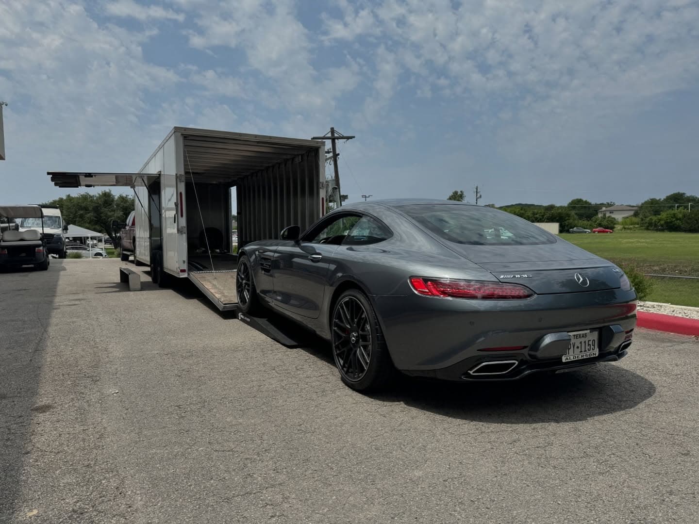2016 Mercedes AMG GT S. Is this the last muscle car from MB? Such a great side silhouette on this classic body design. 
.
.
.
.
.
.
.
#nicksautotransport #dreamtransporter #enclosedtransport #carhauler #carsofinstagram #carswithoutlimits #supercar #supercarsofinstagram #toyhauler #atc #aluminumtrailer #ford #powerstroke #platinum #carporn #raceramps #mercedes #benz #mercedesbenz #amg #gt #s #musclecar #cars
